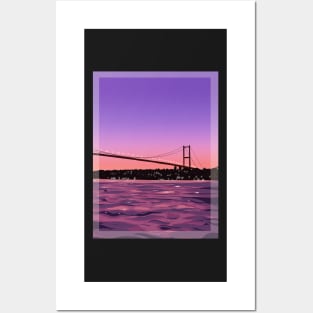 Istanbul Bosphorus View Illustration Wall Art Posters and Art